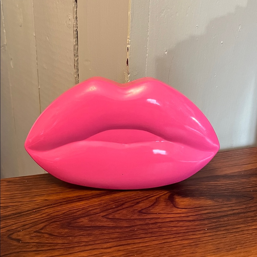 Pink Lip-Shaped Decorative Container